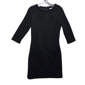 Boden Dress Women's 4 Black Ponte Knit Textured Stretch Pocket Career Sheath